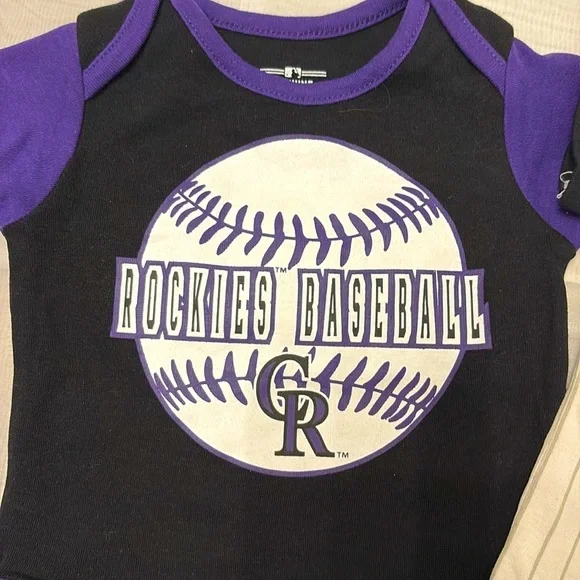 NWOT [MLB] Colorado Rockies Baseball Onesie Lot of 2x, Unisex Baby Sz 0/3 Months - Picture 3 of 9